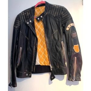 S.W.O.R.D.  Leather Patch Work Jacket Brown S